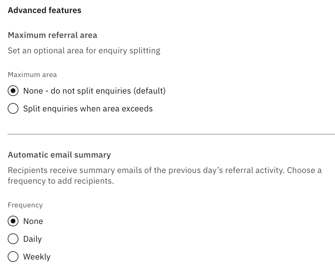 Email referral channel settings