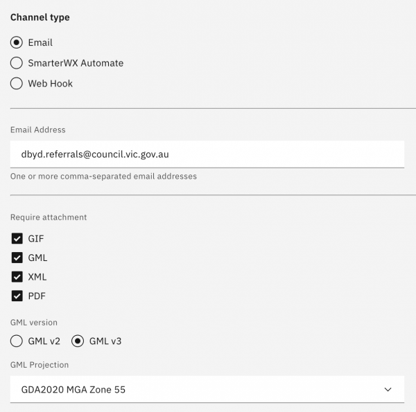 Email referral channel settings