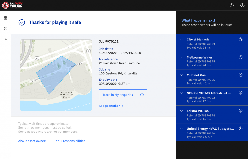 Enquiry confirmation success page